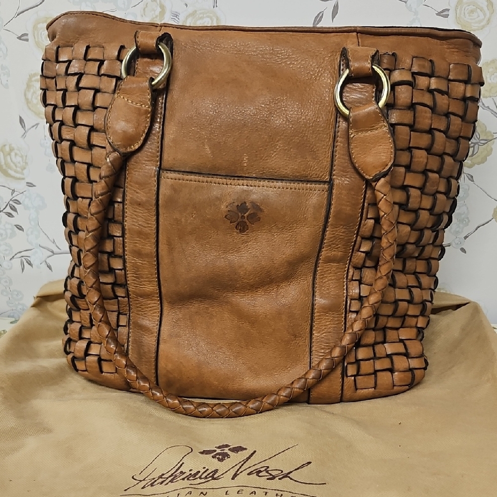 Patricia Nash Tan Woven Leather Tote. The Leather Is Soft And Lining Silky. 8
